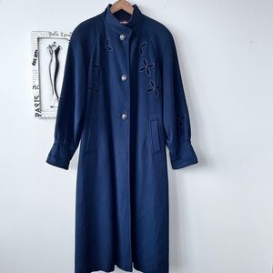 Vintage Alorna 80s 90s Navy Blue Wool USA Made Maxi Coat